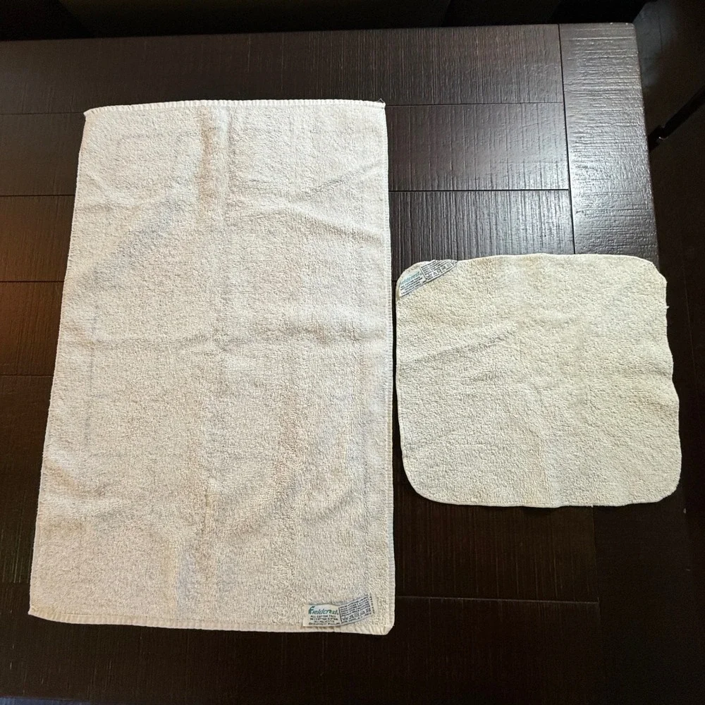 Vtg Teddy Bear Bath Towel Set 3 Pc Windowpane Grid Red Bows Cottagecore Retro